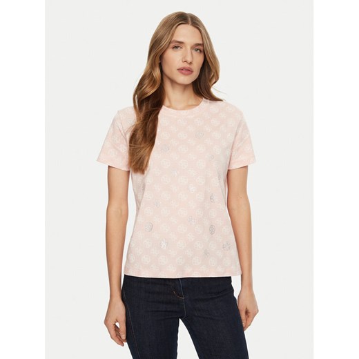 Guess T-Shirt V4YI04 I3Z14 Różowy Regular Fit ze sklepu MODIVO w kategorii Bluzki damskie - zdjęcie 183813713