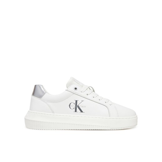 Calvin Klein Jeans Sneakersy Chunky Cupsole Lth Silver YW0YW01876 Biały ze sklepu MODIVO w kategorii Buty sportowe damskie - zdjęcie 183813863