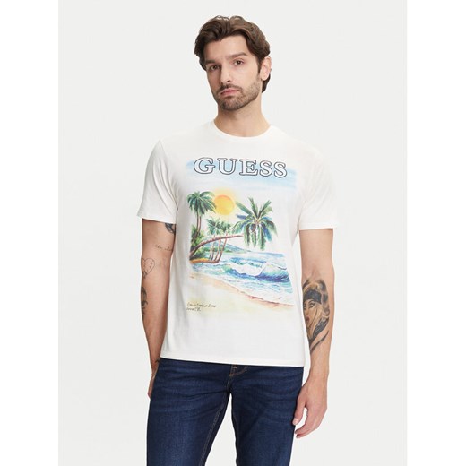 Guess T-Shirt M5YI38 KBW41 Écru Regular Fit ze sklepu MODIVO w kategorii T-shirty męskie - zdjęcie 183814262