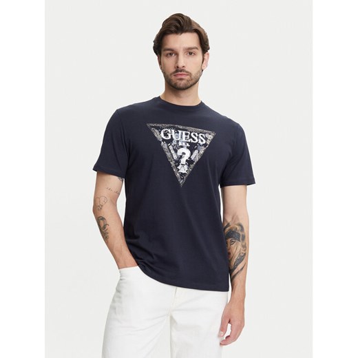 Guess T-Shirt M5YI15 I3Z14 Granatowy Regular Fit ze sklepu MODIVO w kategorii T-shirty męskie - zdjęcie 183814422
