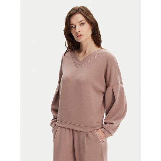 BOSS Bluza Scuba 50545647 Beżowy Relaxed Fit ze sklepu MODIVO w kategorii Bluzy damskie - zdjęcie 183814744