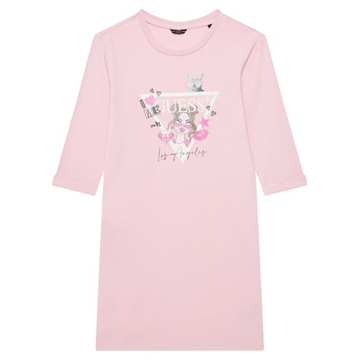 Guess Sukienka codzienna J3YK13 KA6W4 Różowy Regular Fit ze sklepu MODIVO w kategorii Sukienki dziewczęce - zdjęcie 183814853