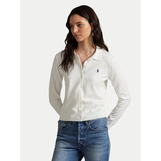 Polo Ralph Lauren Kardigan 211972110002 Biały Slim Fit ze sklepu MODIVO w kategorii Swetry damskie - zdjęcie 183814962