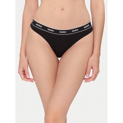 HUGO Stringi Thong Stripe Pyp 50545700 Czarny ze sklepu MODIVO w kategorii Majtki damskie - zdjęcie 183814972
