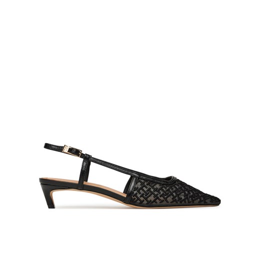 Tommy Hilfiger Sandały Mono Squared Toe Kitten Slingb FW0FW08746 Czarny ze sklepu MODIVO w kategorii Czółenka - zdjęcie 183815081