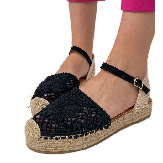 Czarne sandały espadryle ażurowe ze sklepu ButyModne.pl w kategorii Espadryle damskie - zdjęcie 183824240