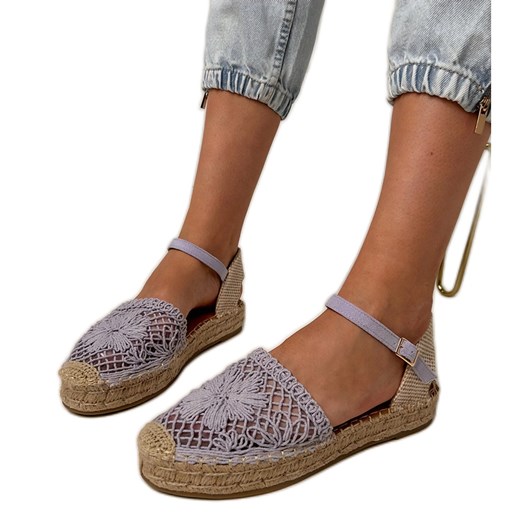 Fioletowe sandały espadryle ażurowe ze sklepu ButyModne.pl w kategorii Espadryle damskie - zdjęcie 183824241