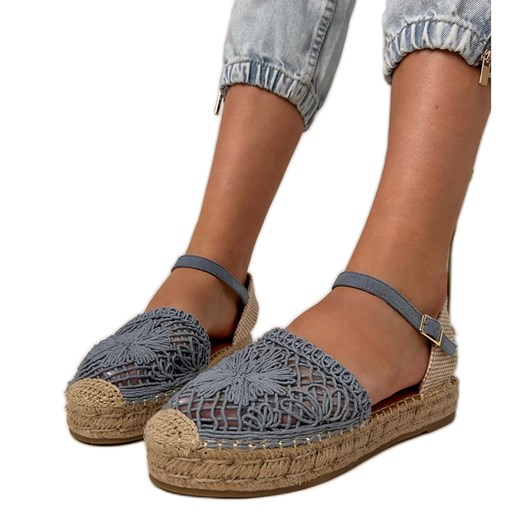 Niebieskie sandały espadryle ażurowe ze sklepu ButyModne.pl w kategorii Espadryle damskie - zdjęcie 183824243