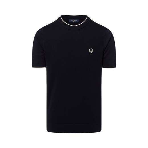 Fred Perry Męski sweter Mężczyźni Bawełna granatowy jednolity ze sklepu vangraaf w kategorii Swetry męskie - zdjęcie 183825940