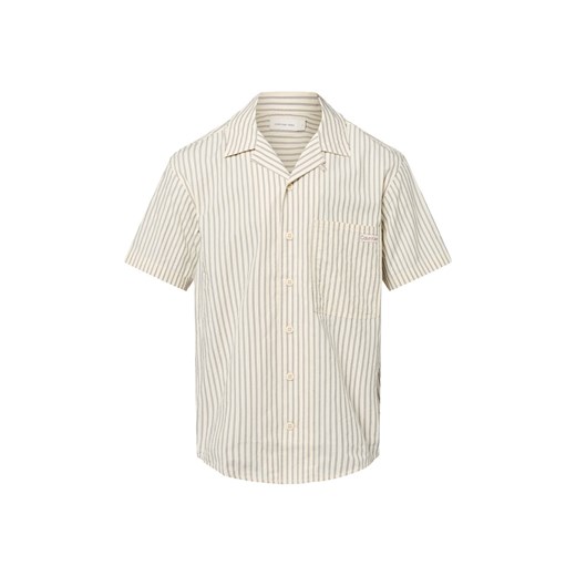 Calvin Klein Jeans Męska koszulka z krótkim rękawem Mężczyźni Regular Fit Bawełna écru w paski ze sklepu vangraaf w kategorii Koszule męskie - zdjęcie 183825950