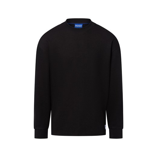 HUGO BLUE Bluza męska - Nuwolo Mężczyźni czarny jednolity ze sklepu vangraaf w kategorii T-shirty męskie - zdjęcie 183825951