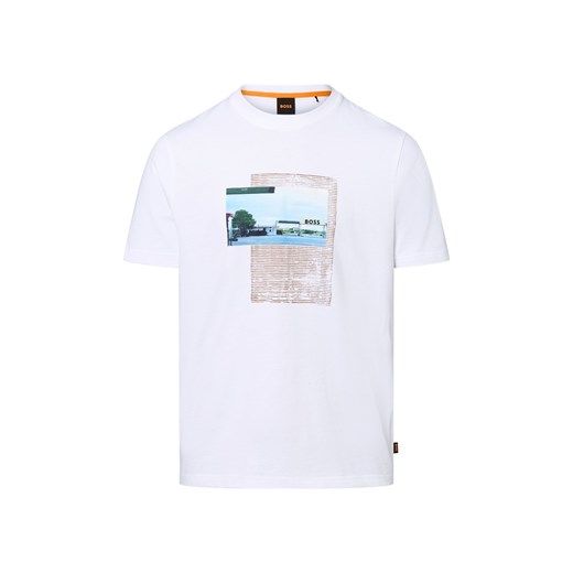 BOSS Orange Koszulka męska - Ontheway Mężczyźni Bawełna biały nadruk ze sklepu vangraaf w kategorii T-shirty męskie - zdjęcie 183825952