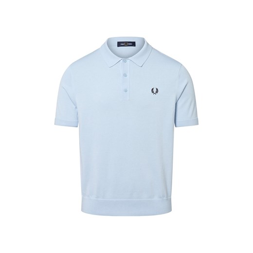 Fred Perry Męska koszulka polo Mężczyźni Bawełna jasnoniebieski jednolity ze sklepu vangraaf w kategorii Swetry męskie - zdjęcie 183825953