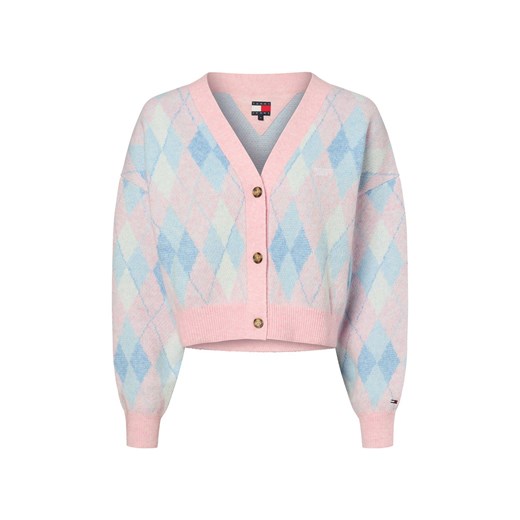 Tommy Jeans Kardigan damski Kobiety brudny róż w kratkę ze sklepu vangraaf w kategorii Swetry damskie - zdjęcie 183825973