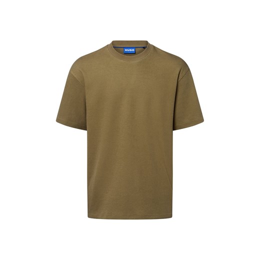 HUGO BLUE Koszulka męska - Nuwaffle Mężczyźni khaki wypukły wzór tkaniny ze sklepu vangraaf w kategorii T-shirty męskie - zdjęcie 183825980