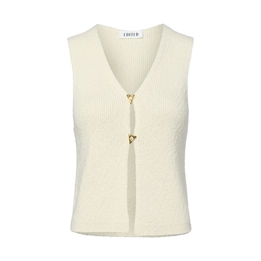 EDITED Damska kamizelka z dzianiny - Rike Kobiety Bawełna écru wypukły wzór tkaniny ze sklepu vangraaf w kategorii Kamizelki damskie - zdjęcie 183825990
