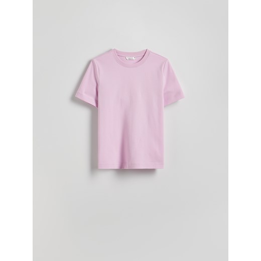 Reserved - T-shirt regular z merceryzowanej bawełny - lawendowy ze sklepu Reserved w kategorii Bluzki damskie - zdjęcie 183826534