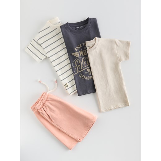 Reserved - Bawełniany t-shirt 3 pack - złamana biel ze sklepu Reserved w kategorii T-shirty chłopięce - zdjęcie 183826662