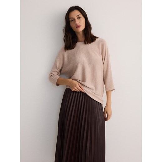 Reserved - Sweter z metalizowaną nitką - różowy ze sklepu Reserved w kategorii Swetry damskie - zdjęcie 183826663