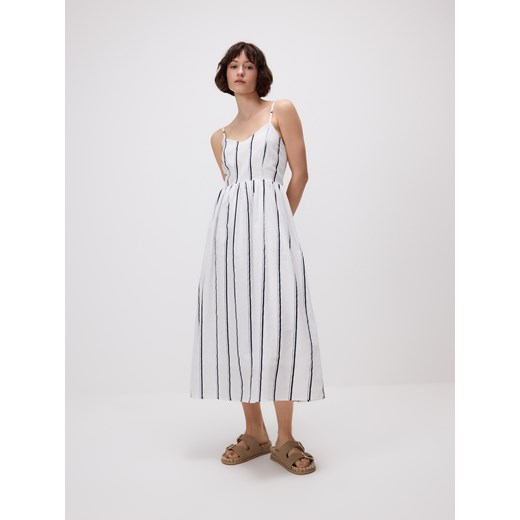 Reserved - Bawełniana sukienka midi - złamana biel ze sklepu Reserved w kategorii Sukienki - zdjęcie 183826830
