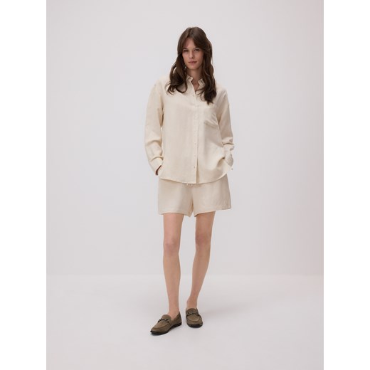 Reserved - Koszula z lnem - kremowy ze sklepu Reserved w kategorii Koszule damskie - zdjęcie 183827442