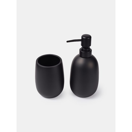 Sinsay - Zestaw: Dozownik na mydło i kubek na szczoteczki - czarny Sinsay One Size Sinsay