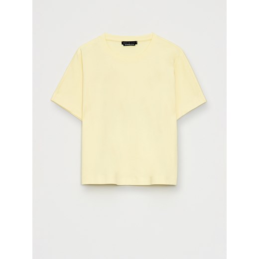 Mohito - Pastelowy t-shirt z merceryzowanej bawełny - żółty ze sklepu Mohito w kategorii Bluzki damskie - zdjęcie 183828741