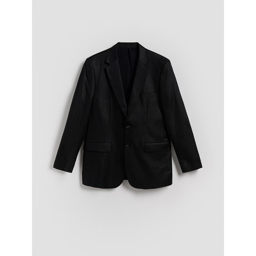 Reserved - Lniana marynarka slim fit - czarny ze sklepu Reserved w kategorii Marynarki męskie - zdjęcie 183829602