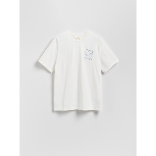 Reserved - T-shirt regular z haftem - biały ze sklepu Reserved w kategorii T-shirty męskie - zdjęcie 183829734