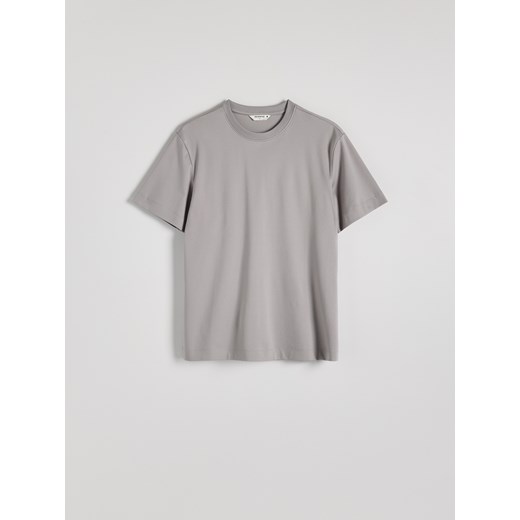 Reserved - T-shirt regular z merceryzowanej bawełny - jasnoszary ze sklepu Reserved w kategorii T-shirty męskie - zdjęcie 183829970