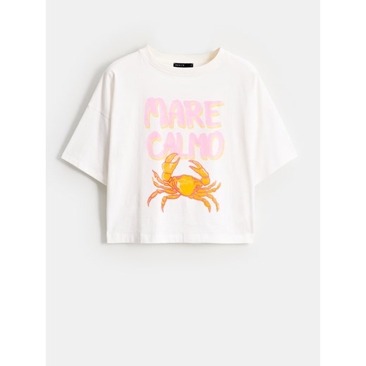 Mohito - T-shirt z letnim nadrukiem - kremowy ze sklepu Mohito w kategorii Bluzki damskie - zdjęcie 183831531