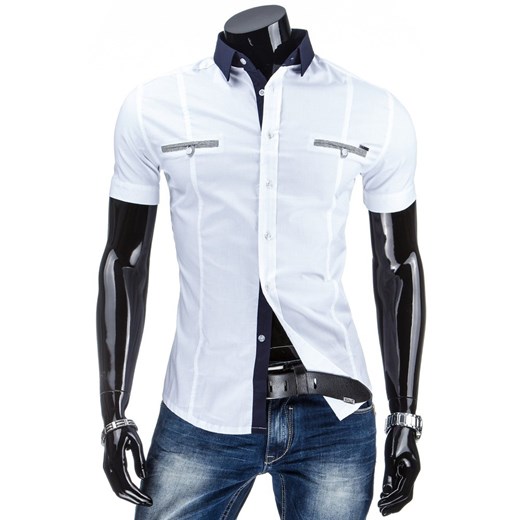 Koszula z krótkim rękawem (kx0606) - Biały dstreet fioletowy bawełna