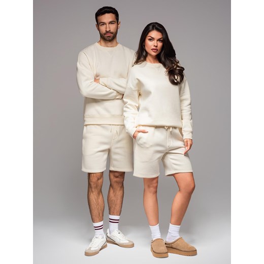 Zestaw dresowy dla par UNISEX bluza + szorty - kremowy V2 Z108 ze sklepu ombre w kategorii Komplety i garnitury damskie - zdjęcie 183834624