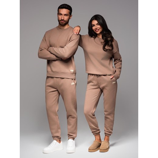 Komplet dresowy dla par UNISEX w stylu athleisure ze spodniami i bluzą - brązowy V16 Z109 ze sklepu ombre w kategorii Komplety i garnitury damskie - zdjęcie 183834740