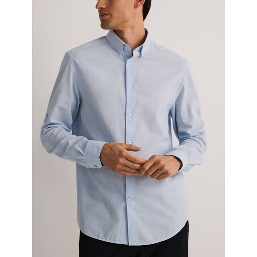 Reserved - Koszula regular z lnem - jasnoniebieski ze sklepu Reserved w kategorii Koszule męskie - zdjęcie 183835411