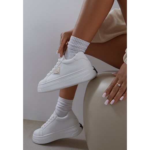 Białe Sneakersy Vices na Grubej Podeszwie Zdobione Aplikacją Aranellis ze sklepu renee.pl w kategorii Buty sportowe damskie - zdjęcie 183836324