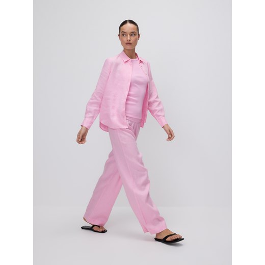 Reserved - Lniane spodnie - różowy ze sklepu Reserved w kategorii Spodnie damskie - zdjęcie 183836554