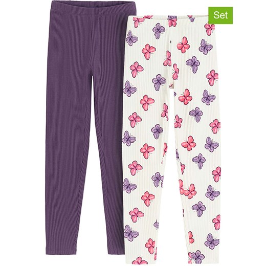 COOL CLUB Legginsy (2 pary) w kolorze fioletowym i kremowym ze sklepu Limango Polska w kategorii Spodnie dziewczęce - zdjęcie 183838043