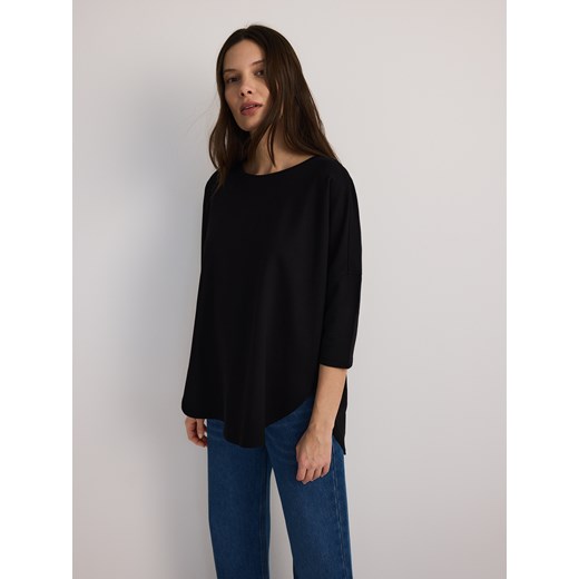 Reserved - Longsleeve z modalem - czarny ze sklepu Reserved w kategorii Bluzki damskie - zdjęcie 183838252