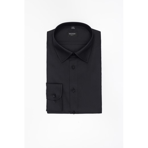 KOSZULA CORSINI 3280D DŁUGI RĘKAW SLIM FIT CZARNA ze sklepu Recman w kategorii Koszule męskie - zdjęcie 183839381