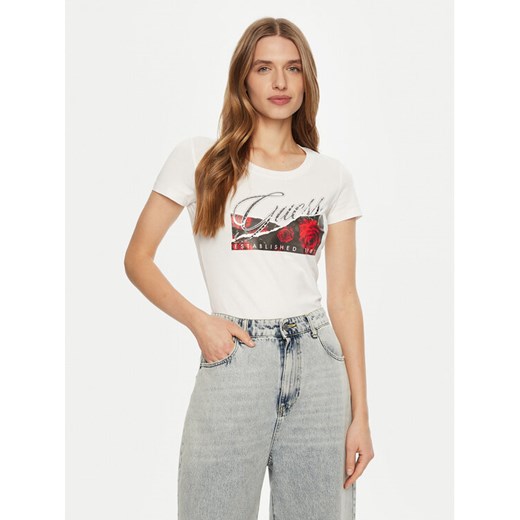Guess T-Shirt W5RI03 J1314 Biały Regular Fit ze sklepu MODIVO w kategorii Bluzki damskie - zdjęcie 183842231