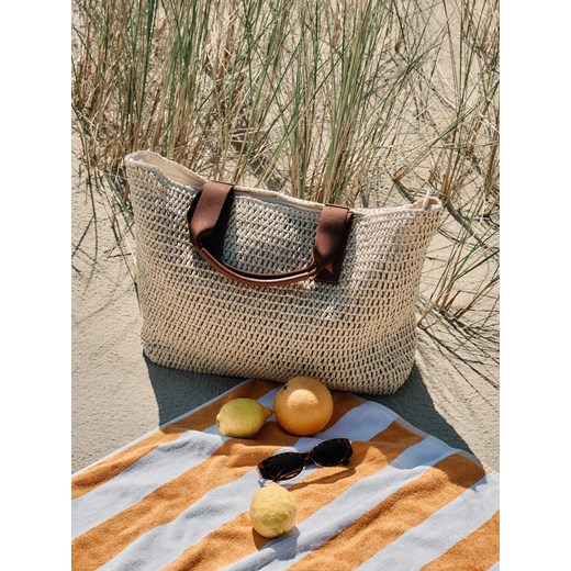 Reserved - Pleciona torebka shopper - kremowy ze sklepu Reserved w kategorii Torby Shopper bag - zdjęcie 183847272