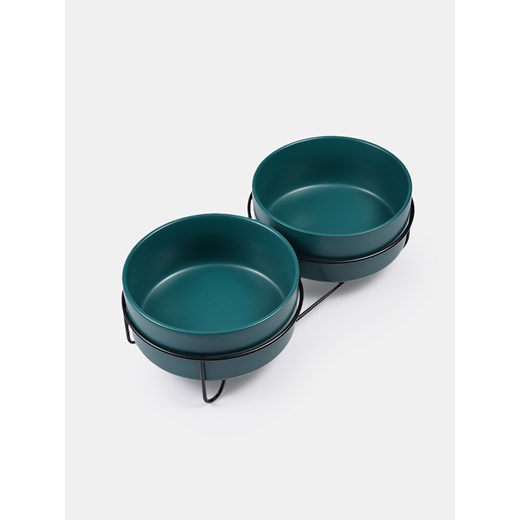 Sinsay - Miski dla zwierząt 2 pack ze stojakiem - zielony Sinsay One Size Sinsay