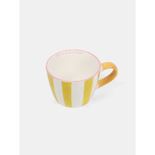 Sinsay - Kubek z uchem w paski NEVER GIVE UP ON YOUR DREAMS - żółty Sinsay One Size Sinsay
