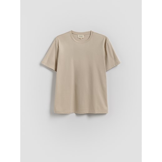 Reserved - T-shirt regular z domieszką modalu - beżowy ze sklepu Reserved w kategorii T-shirty męskie - zdjęcie 183849233