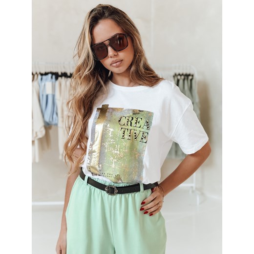 T-shirt damski CREATIVE biały Dstreet RY2609 ze sklepu DSTREET.PL w kategorii Bluzki damskie - zdjęcie 183850784