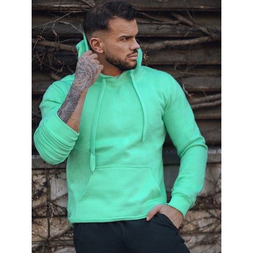 Bluza męska z kapturem miętowa Dstreet BX4946z ze sklepu DSTREET.PL w kategorii Bluzy męskie - zdjęcie 183850792