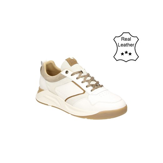 Bullboxer Skórzane sneakersy w kolorze biało-beżowym ze sklepu Limango Polska w kategorii Buty sportowe męskie - zdjęcie 183851223