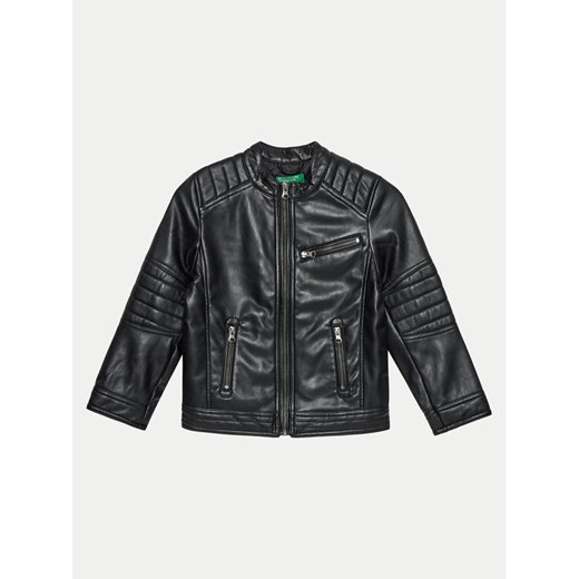 United Colors Of Benetton Kurtka z imitacji skóry 2YJECN051 Czarny Slim Fit ze sklepu MODIVO w kategorii Kurtki chłopięce - zdjęcie 183851704