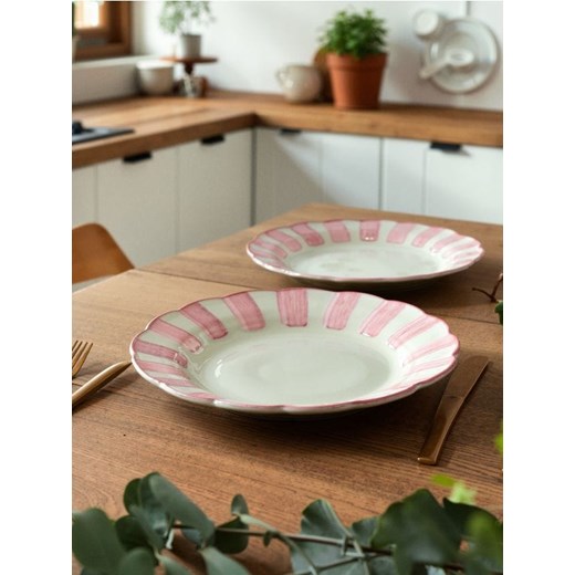 Sinsay - Talerz w paski 2 pack - różowy ze sklepu Sinsay w kategorii Talerze - zdjęcie 183855172